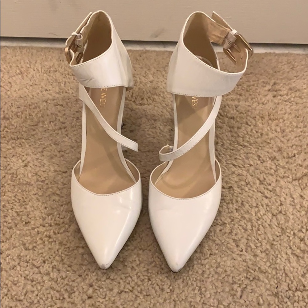 Nine West White Heels 8.5